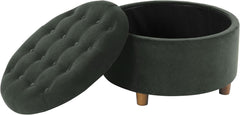 Handcrafted Loden Green Velvet Storage Ottoman 28In-3