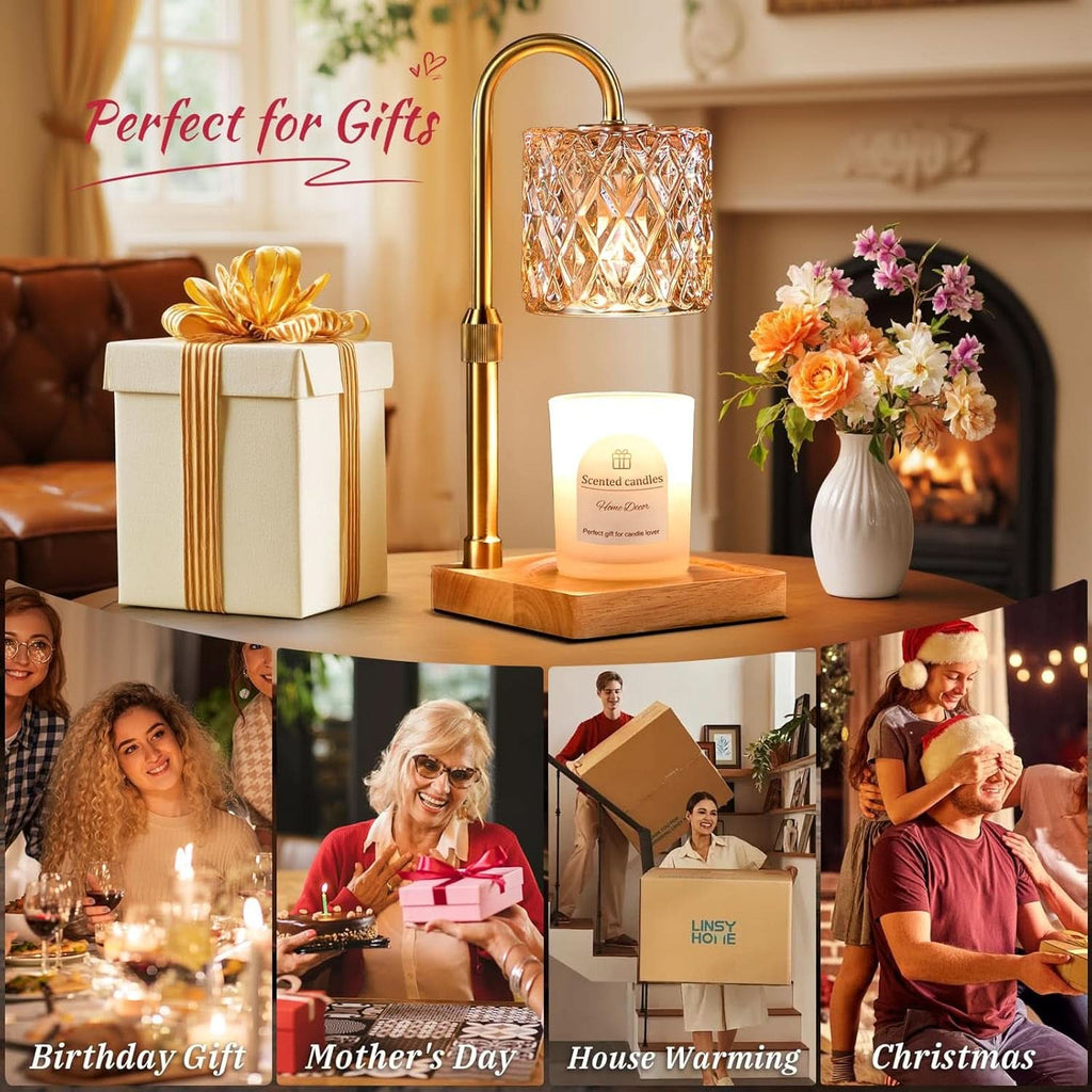 Candle Warmer Lamp With Programmable Timer Amber Glass