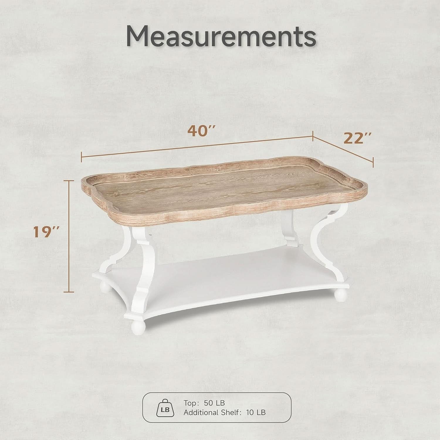 Handcrafted Farmhouse Natural Tray Top Coffee Table-2