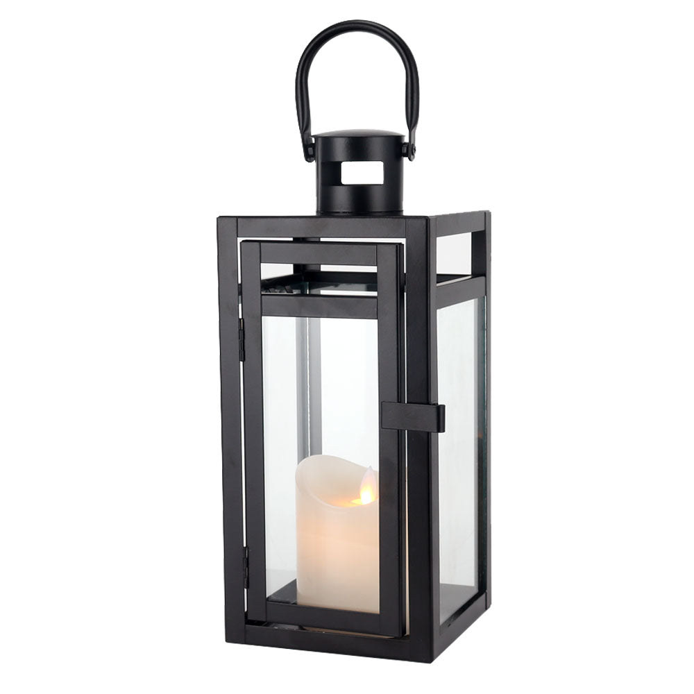 12'' High Metal Decorative Candle Lantern (Black)-1