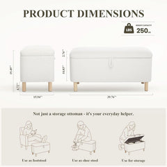 Cream Storage Ottoman Bench With Hidden Compartments-1
