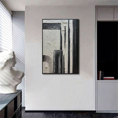 Hand crafted Black White Textured Oversized Wall Art-3