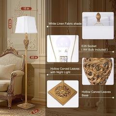 Vintage Floor Lamp With Night light 65 Inch Tall Brass-1