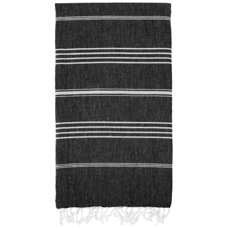 Black Monaco Turkish Towel – Lightweight Quick Dry Beach & Bath Towel, Luxury Turkish Cotton Spa Towel, Travel & Pool Towel-3