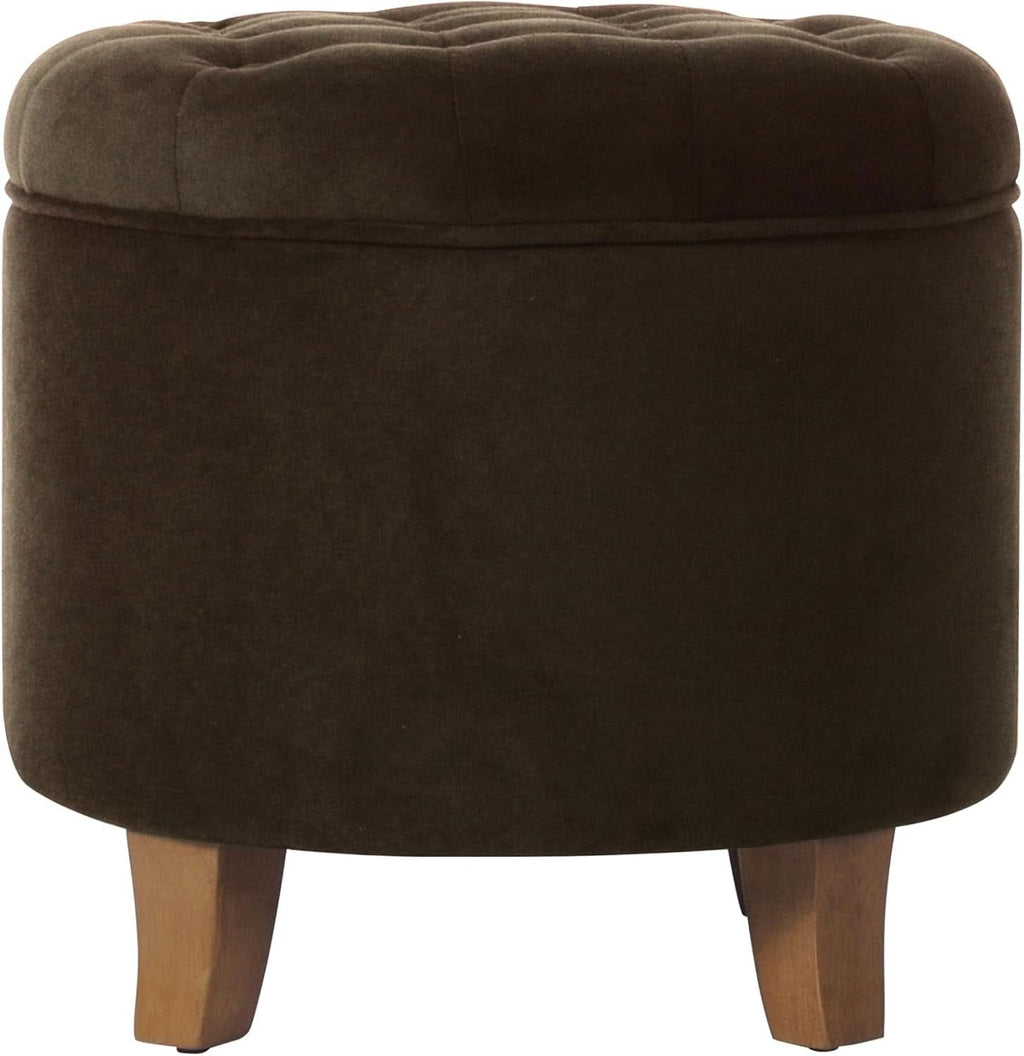 Brown Velvet Upholstered Ottoman With Concealed Storage-4