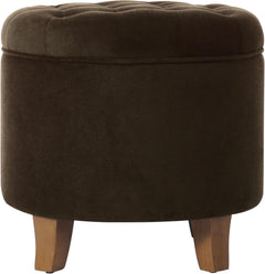 Brown Velvet Upholstered Ottoman With Concealed Storage-4