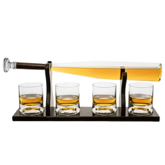 Baseball Bat Whiskey & Wine Decanter 4 Baseball Glasses (Standard Base)-0