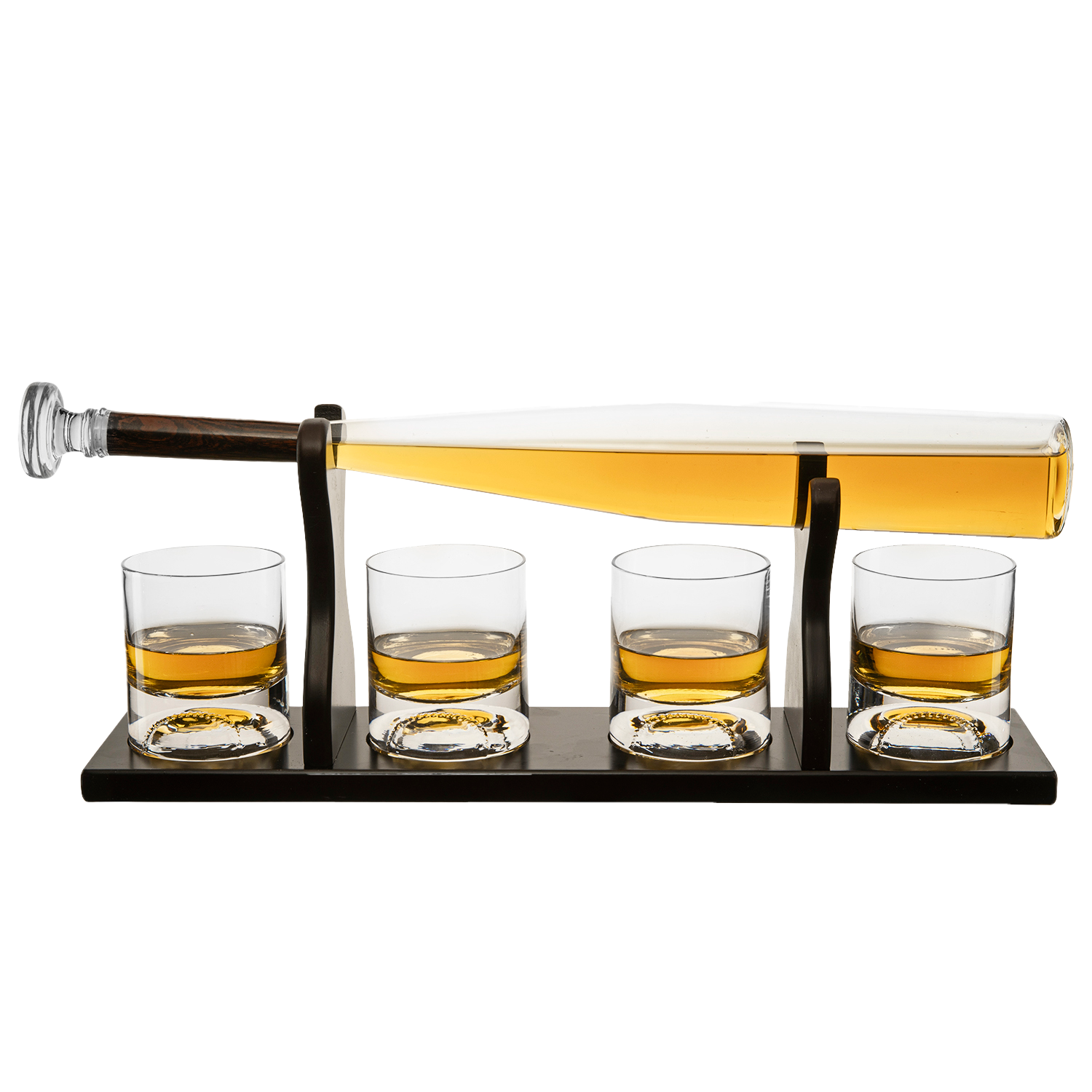 Baseball Bat Whiskey & Wine Decanter 4 Baseball Glasses (Standard Base)-0