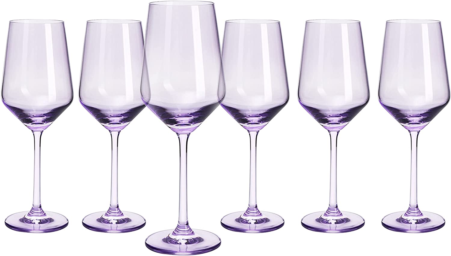 Set of 6 Colored Wine Glasses - 12 oz Hand Blown Italian Style (6, Lavender Purple)-4