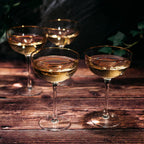 Vintage Crystal Champagne Coupe Gold Rim Glasses | Set of 4 | 7 oz-1