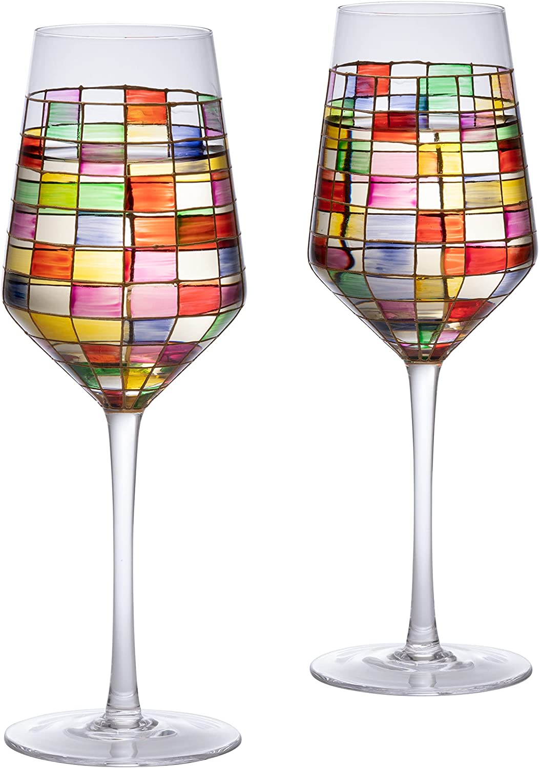 Renaissance Stained Wine Glasses Set of 2 (Stemmed)-4