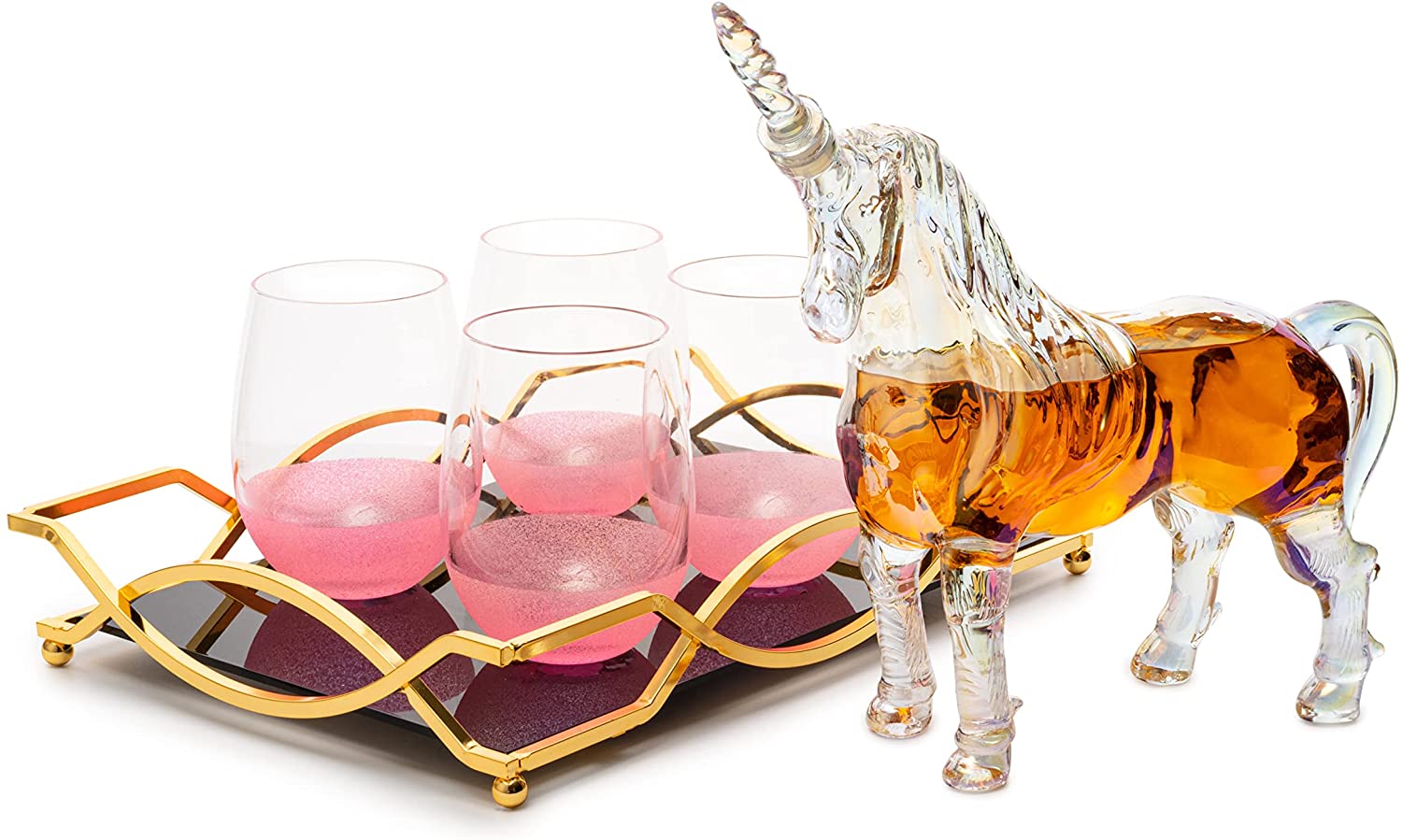 Iridescent Unicorn Wine Whiskey Decanter Set 750ml-4