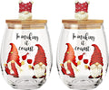 Christmas Gnome Wine & Water Glasses With Dwarf Wood Cover - Set of 2-17.5oz-0