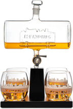 Wine & Whiskey Decanter Set 1100ml with 4 Whiskey Glasses-4