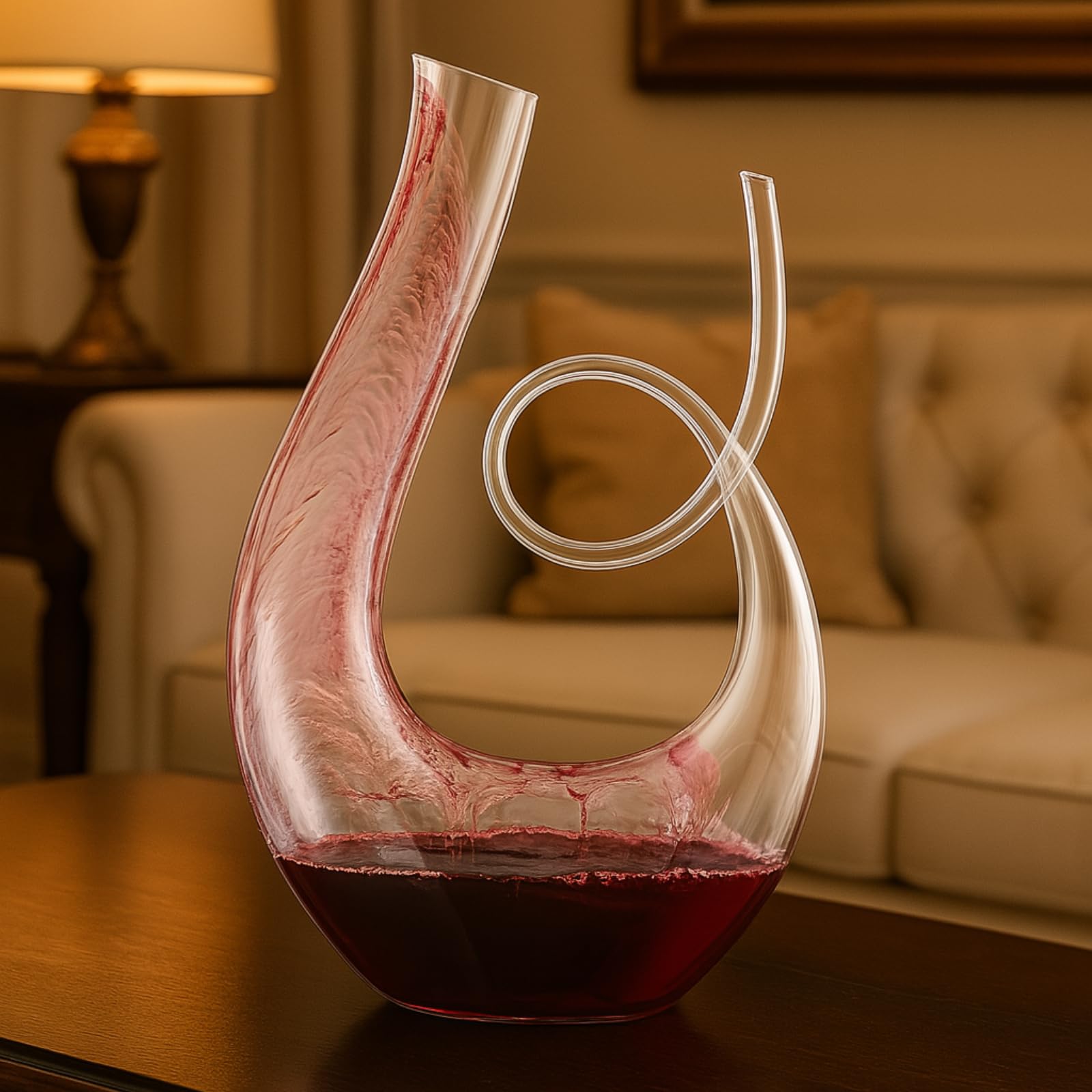 Art Series Swirl Wine Decanter – Hand Blown, Lead-Free Glass-1