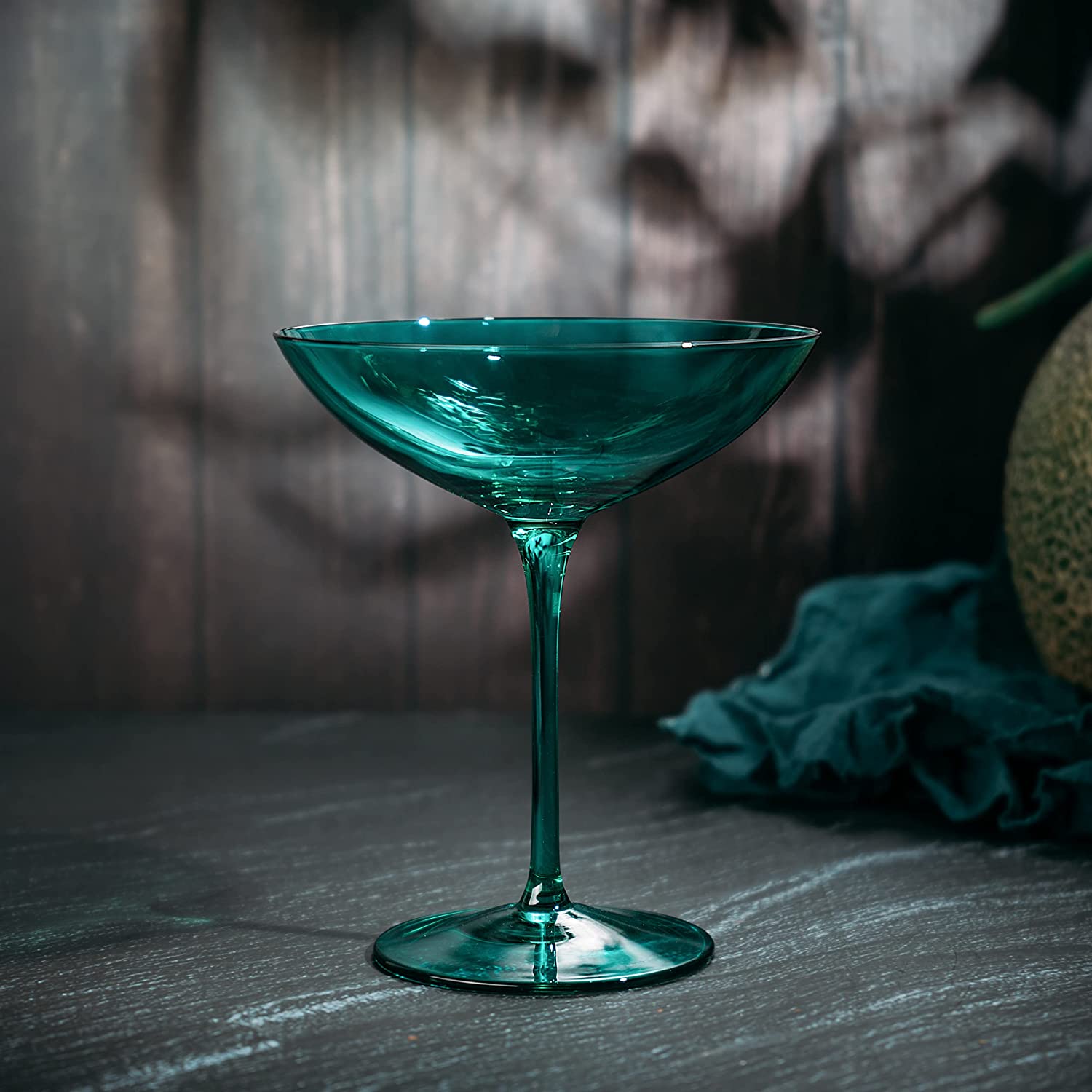 Champagne Coupes 12oz by The Wine Savant - (2, Teal)-3