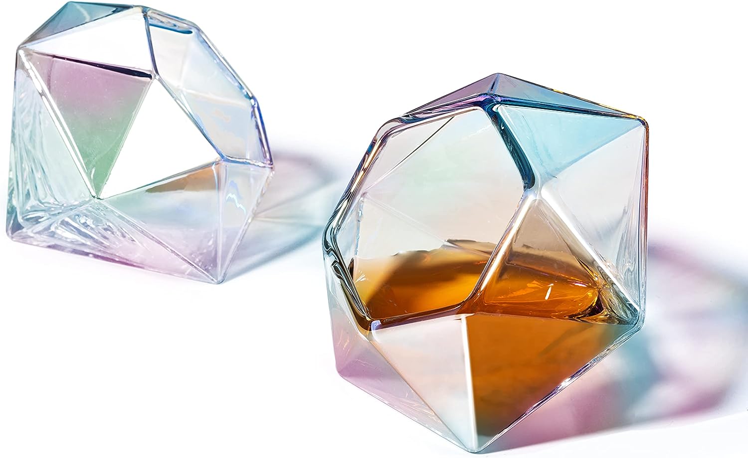 Set of 2 Iridescent Diamond Whiskey & Wine Glasses 10oz-4