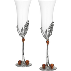 Stemmed Skeleton Champagne Glasses Set of 2
