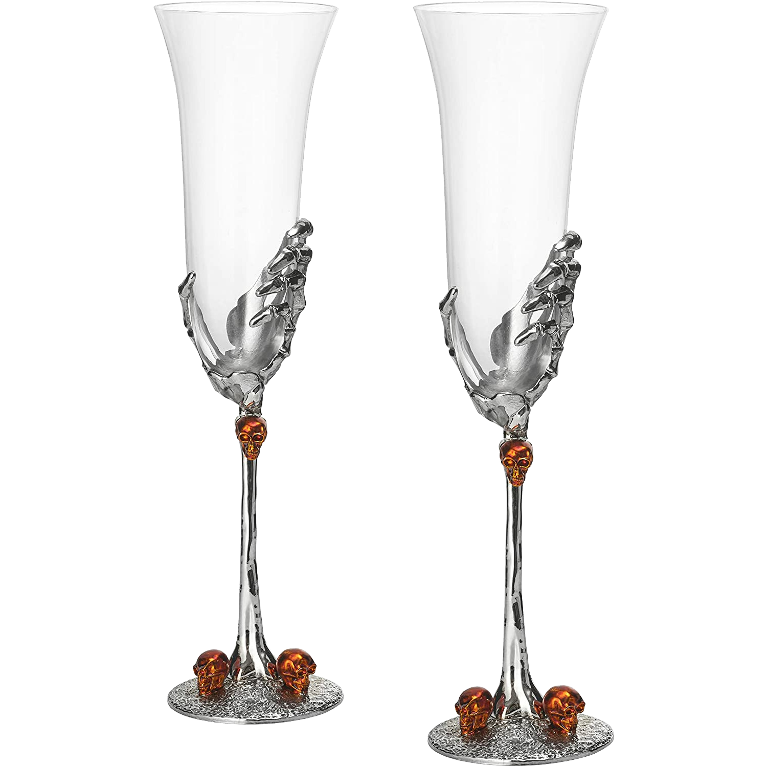 Stemmed Skeleton Champagne Glasses Set of 2