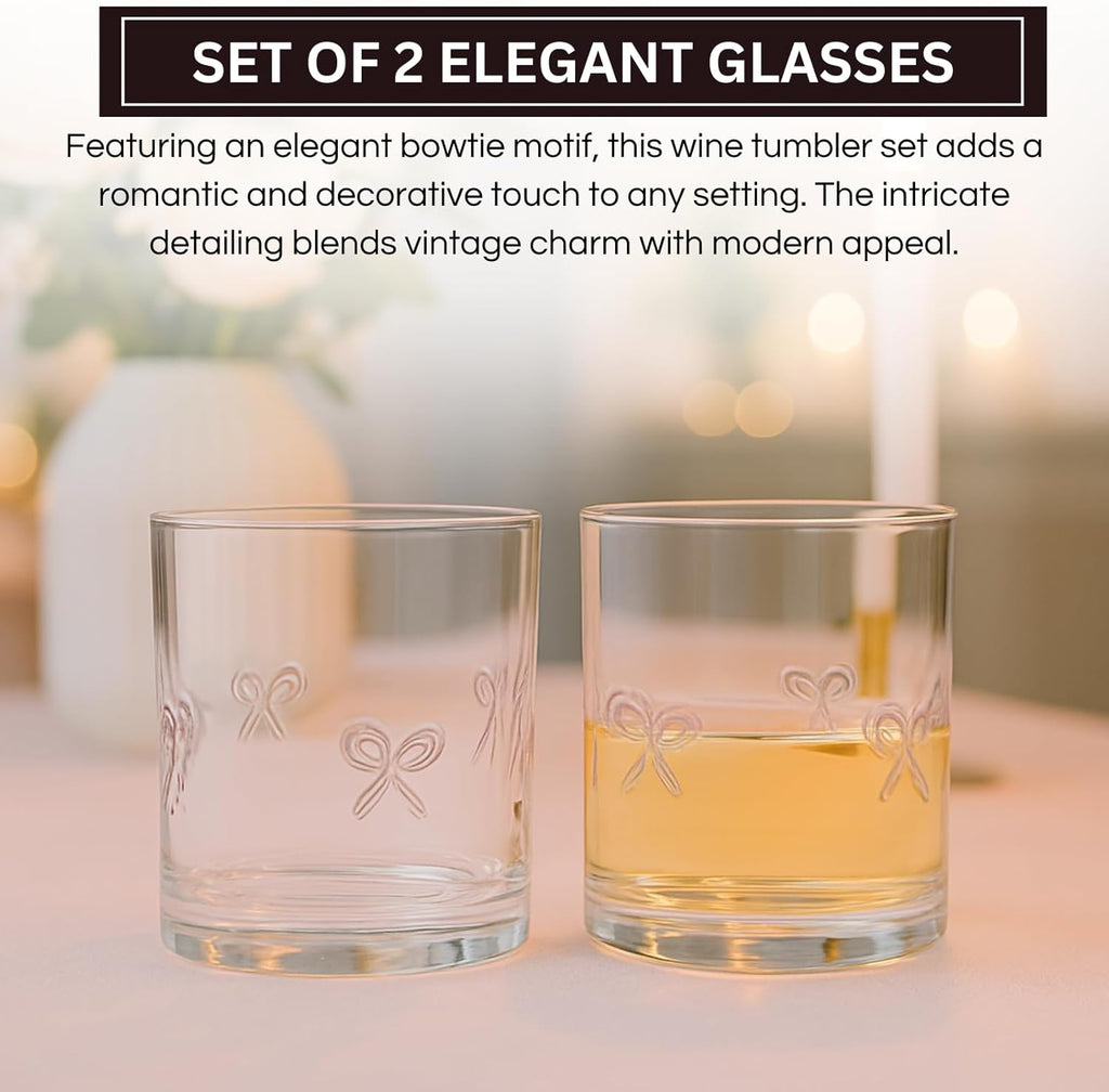 Coquete Bowtie Cocktail Juice Glass | Set of 2 | Blush Pink-3
