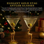 Golden Standing stag martini glasses set of 2