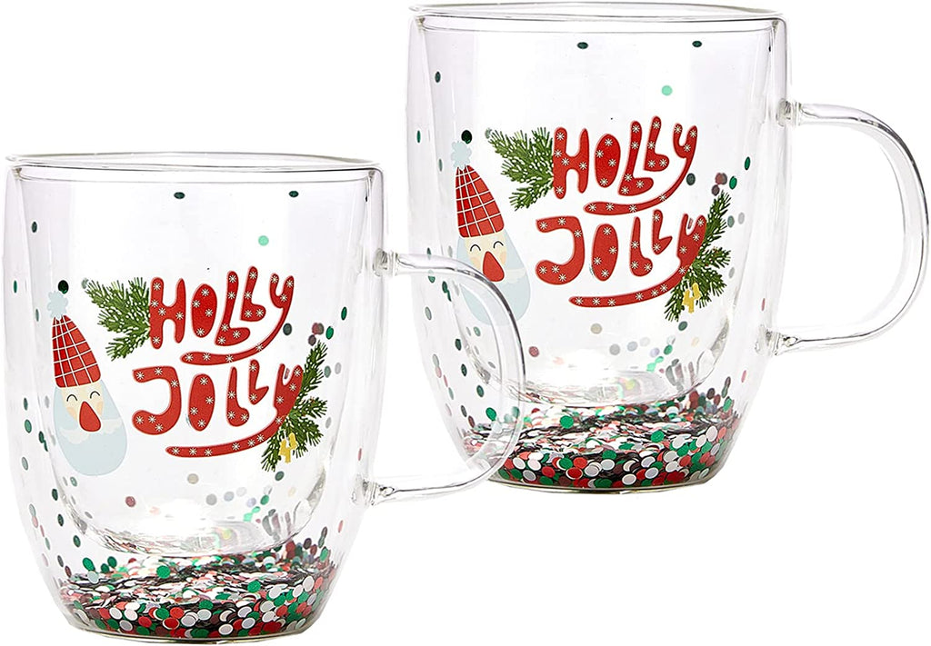 Set of 2 Holly Jolly Christmas Design Tumbler Mugs - 9.5 oz-2
