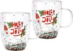 Set of 2 Holly Jolly Christmas Design Tumbler Mugs - 9.5 oz-2