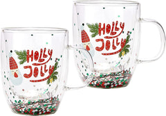 Set of 2 Holly Jolly Christmas Design Tumbler Mugs - 9.5 oz-2