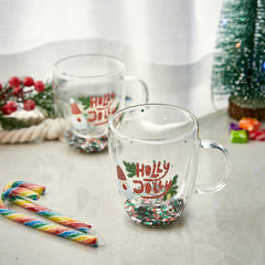 Set of 2 Holly Jolly Christmas Design Tumbler Mugs - 9.5 oz-1