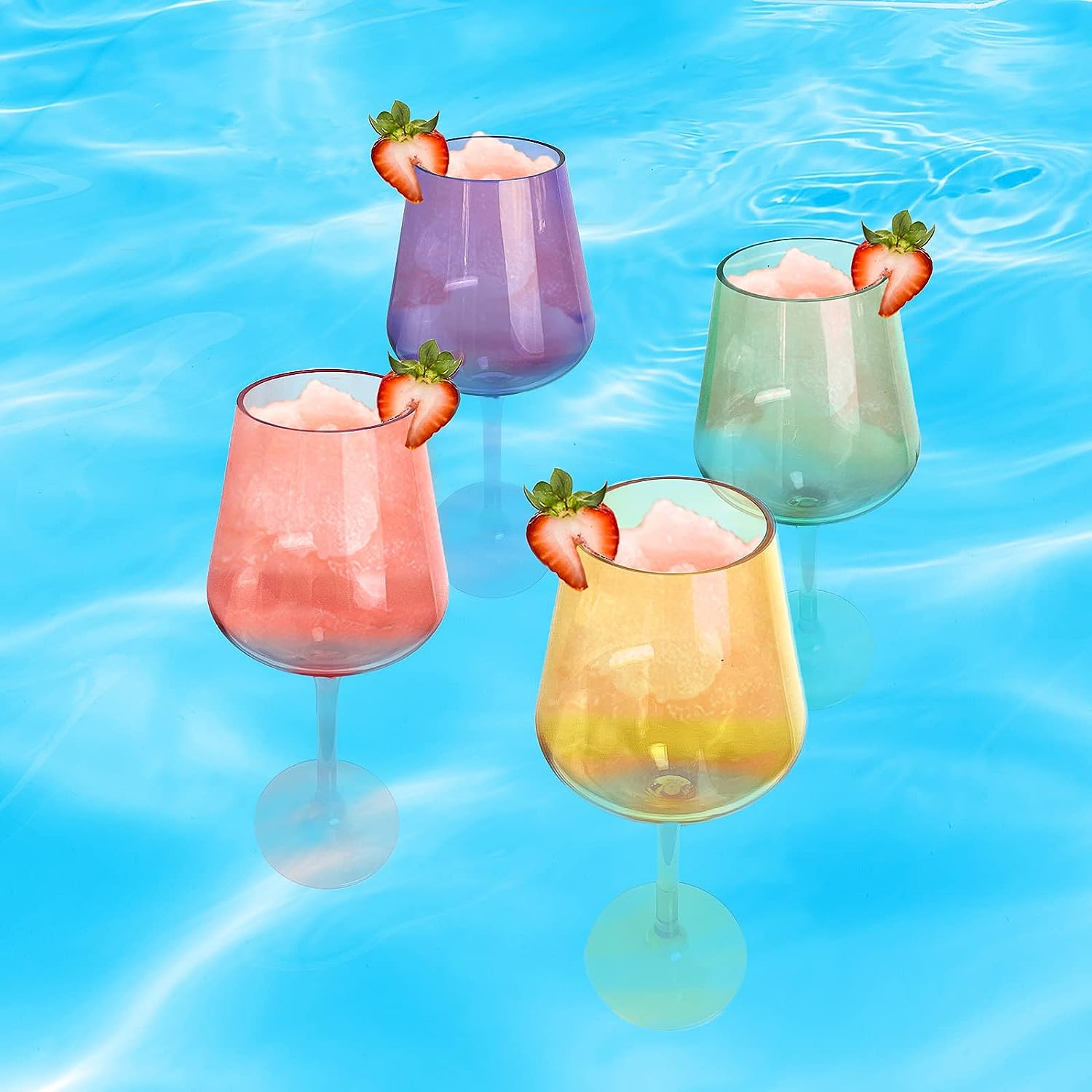 Floating Wine Glasses for Pool - Set of 2-15 OZ (Yellow)-1