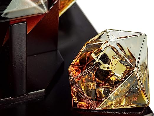 The Wine Savant Diamond Whiskey Glasses, Set of 2 10 oz