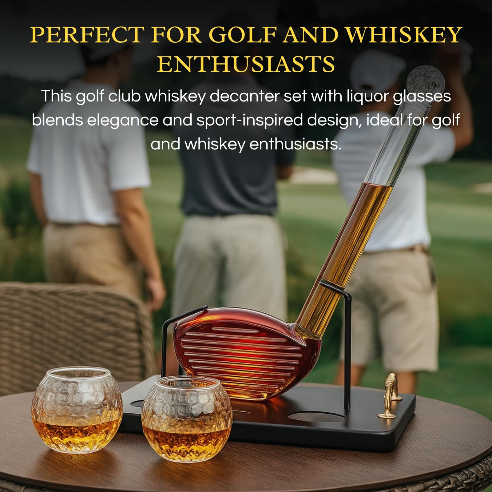 Golf Club Whiskey Decanter and 2 Liquor Glasses - 29 OZ Decanter & 15 OZ Glass Set-2
