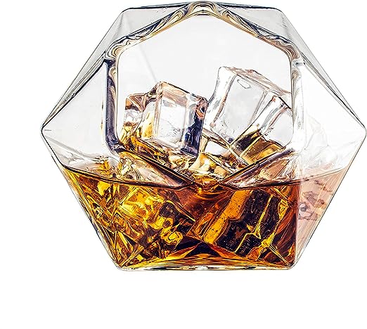 The Wine Savant Diamond Whiskey Glasses, Set of 2 10 oz