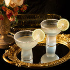 Ribbed Stemless Margarita Glasses with Gold Rim - Set of 4 (10 OZ)-1