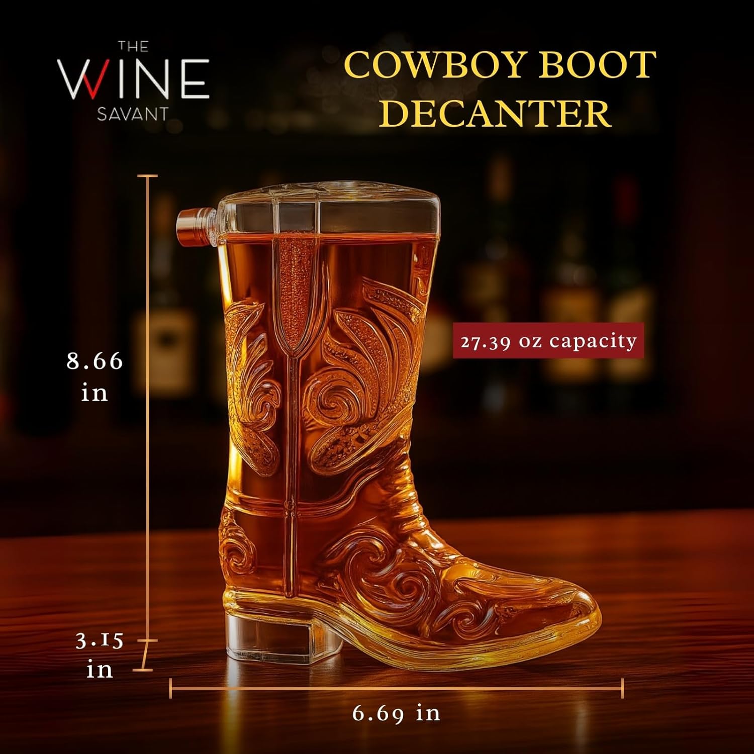 Western Cowboy Boot Whiskey Decanter 27oz-2