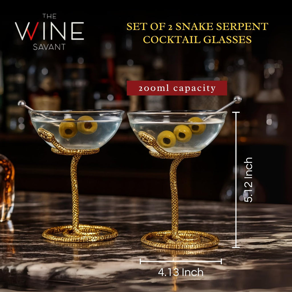 Snake Serpent Cocktail Glasses - 2 Set-1