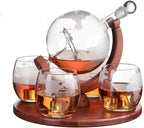 Etched World Decanter Whiskey Globe-0