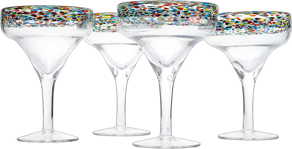Mexican Margarita Hand Blown Glass - Set of 4 - Large 16oz-2