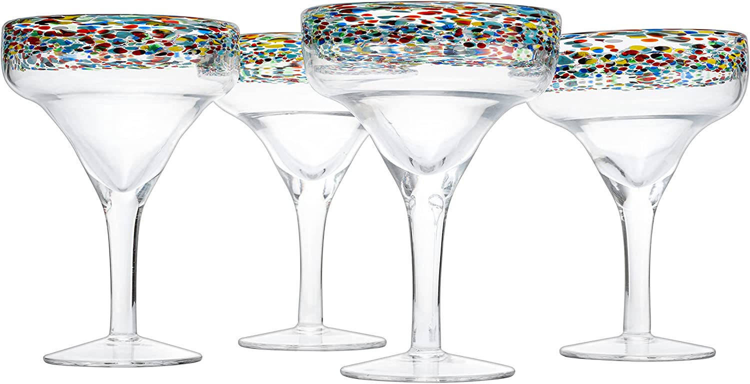Mexican Margarita Hand Blown Glass - Set of 4 - Large 16oz-2