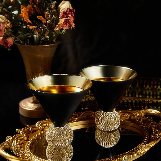 The Wine Savant Diamond Studded Martini Glasses Set of 2-1