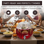 Glass Pumpkin Drink Dispenser 2 Gallon | Fall, Halloween & Thanksgiving Party Beverage Server with Spigot | Clear Pumpkin Punch Bowl for Autumn Events, Kitchen Bar & Holiday Drink Station Decor Gift-3