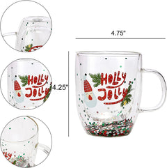 Set of 2 Holly Jolly Christmas Design Tumbler Mugs - 9.5 oz-4