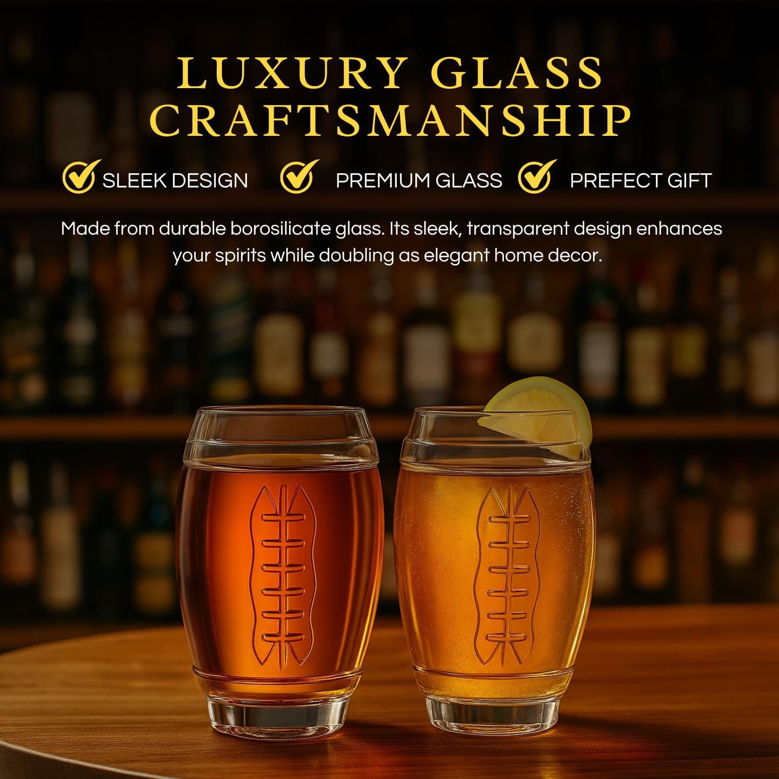 2 Football Beer Glass, 20 Ounce Tumbler Clear Glasses-2