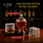 Soccer Whiskey Decanter Set with 2 Glasses & Holder Glasses-1