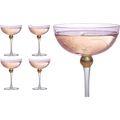 Colored Coupe Art Deco Glasses, Gold | Set of 4 | 8 oz (Pink)-0