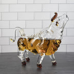 The Wine Savant Charging Bull Heads Up Animal Liquor Decanter-1