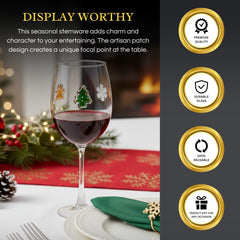 Stemmed Christmas Icon Glass Cups - 14 oz