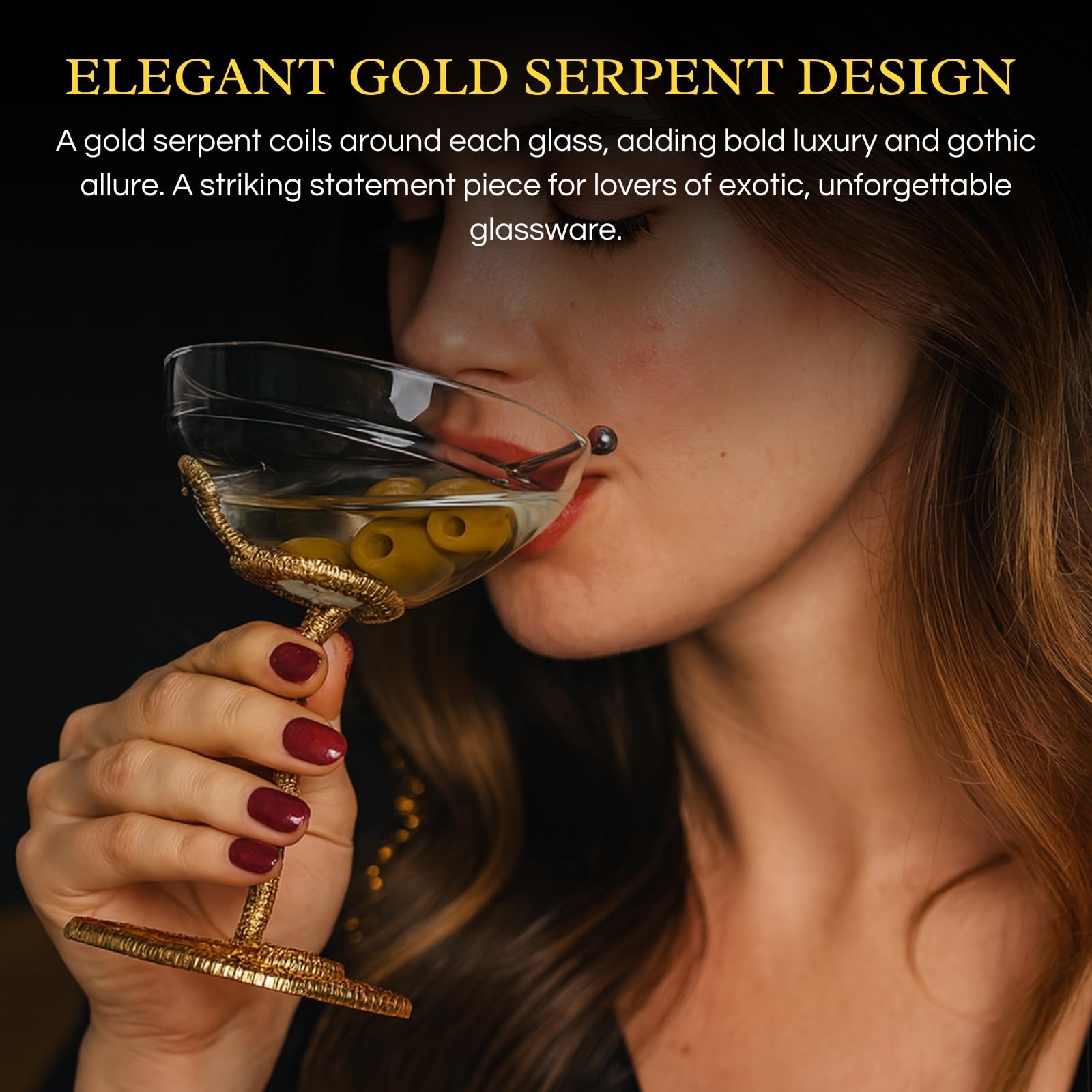 Snake Serpent Cocktail Glasses - 2 Set-2