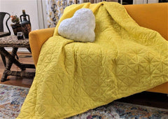 DaDa Bedding Happy Sunny Yellow Bright Quilted Ultra Sonic Reversible Throw Blanket Bedspread (BJ0107)-2