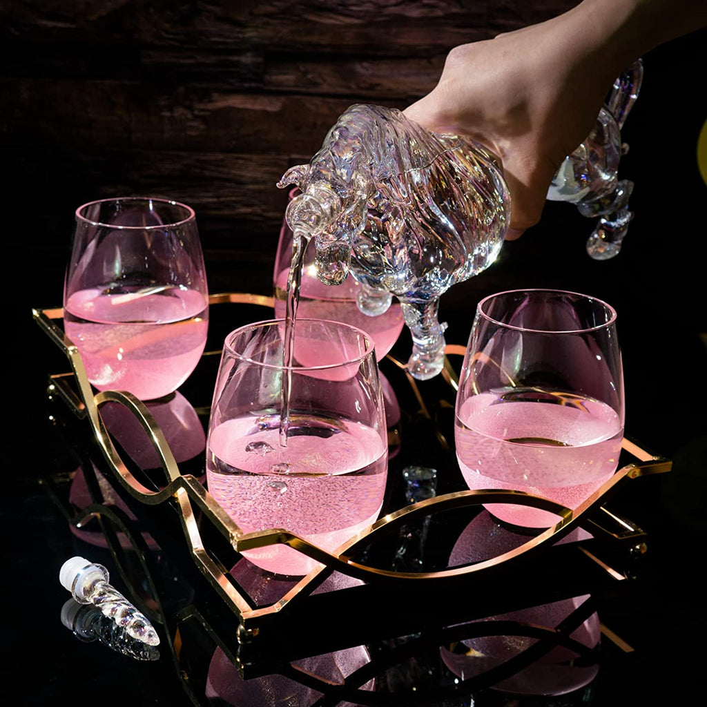 Iridescent Unicorn Wine Whiskey Decanter Set 750ml-2